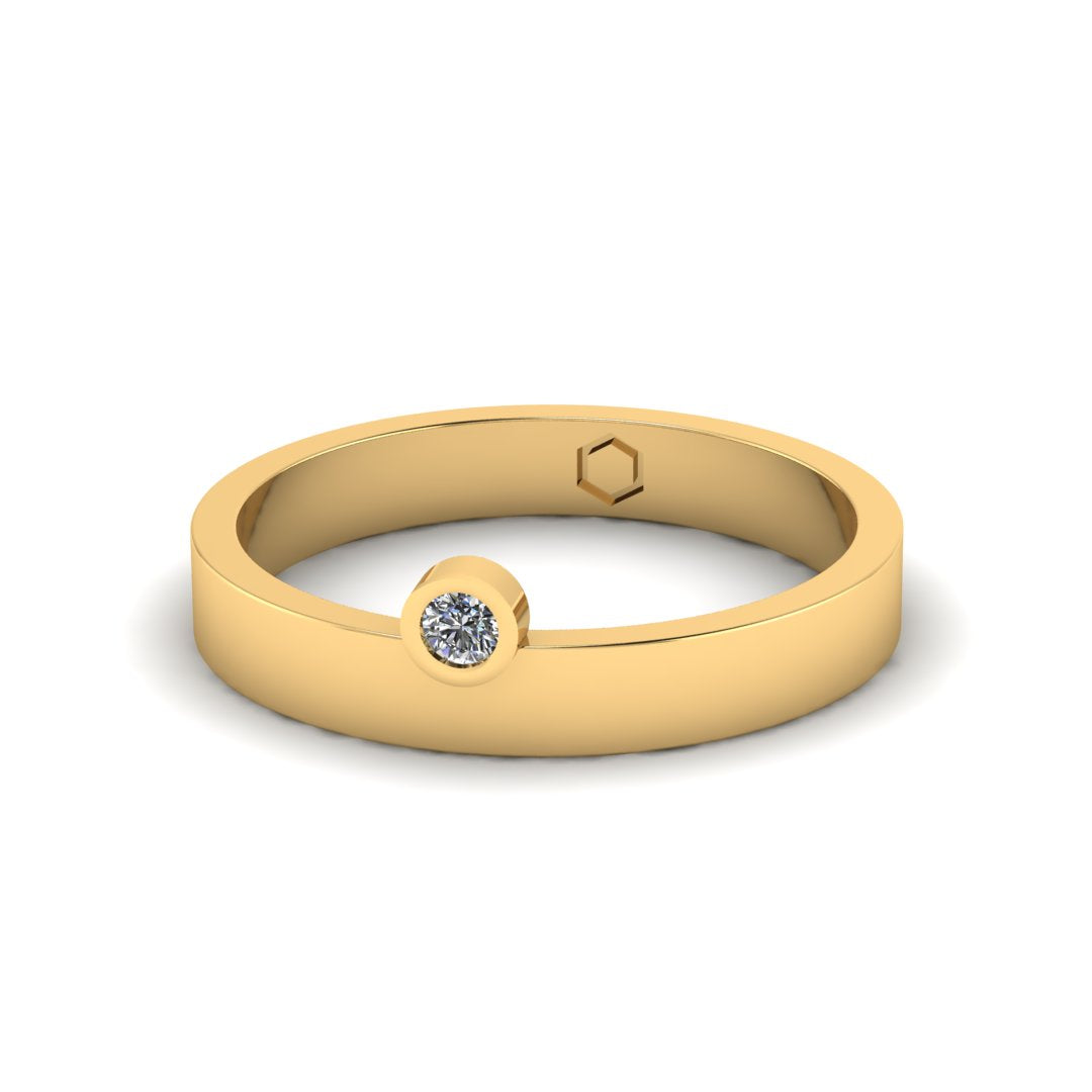 This Cyclical Thin Ring is a sophisticated choice featuring a stunning Lab Grown Diamond. Its refined design and modern aesthetics make it the perfect accessory for any occasion. It is the perfect piece for for stacking. Mix, match, and layer with our additional cyclical rings to complete the look. 